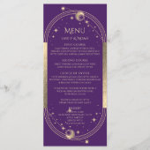 Mystieke Paarse Gouden Zon Maan Sterren Bruiloft Menu (Voorkant)