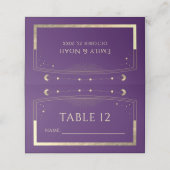 Mystieke Paarse Gouden Zon Maan Sterren Bruiloft Plaatskaartje (Buitenkant ongevouwen)