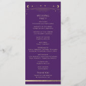 Mystieke Paarse gouden zon maan sterren ruimte Programmakaart (Achterkant)