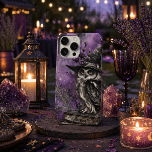 Mystieke Paarse Heksen Uil Kunst Aangepaste Naam iPhone 16 Pro Max Hoesje