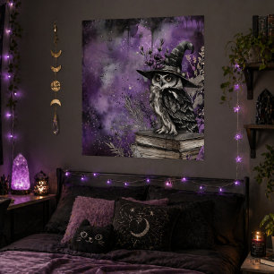 Mystieke Paarse Heksen Uil Kunst Poster
