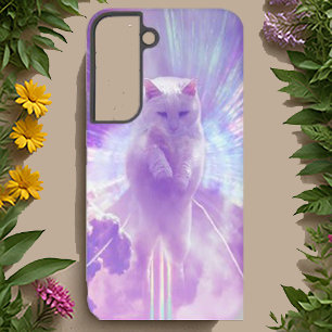 Mystieke Paarse Kat Surreal Galaxy Art Hoesje Samsung Galaxy Hoesje
