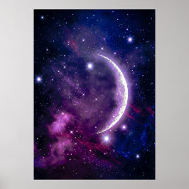 Mystieke Paarse Kosmische Halvemaannevel Poster