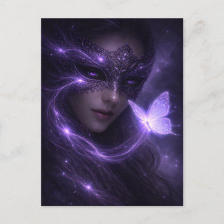 Mystieke Paarse Maskerade Vlinder Fantasie Briefkaart