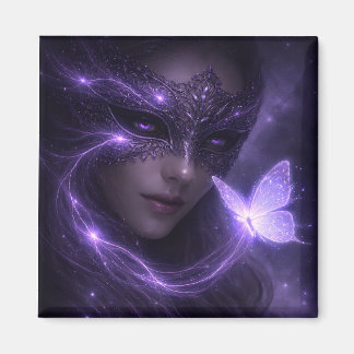 Mystieke Paarse Maskerade Vlinder Fantasie Magneet