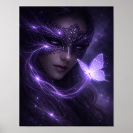 Mystieke Paarse Maskerade Vlinder Fantasie Poster