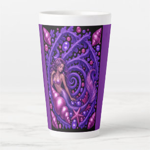 Mystieke Paarse Meermin Fantasie Kunst Magische Latte Mok