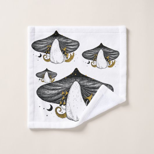 Mystieke paddenstoel & maan fasen Badkamer handdoe Bad Handdoek (Wasdoekje)