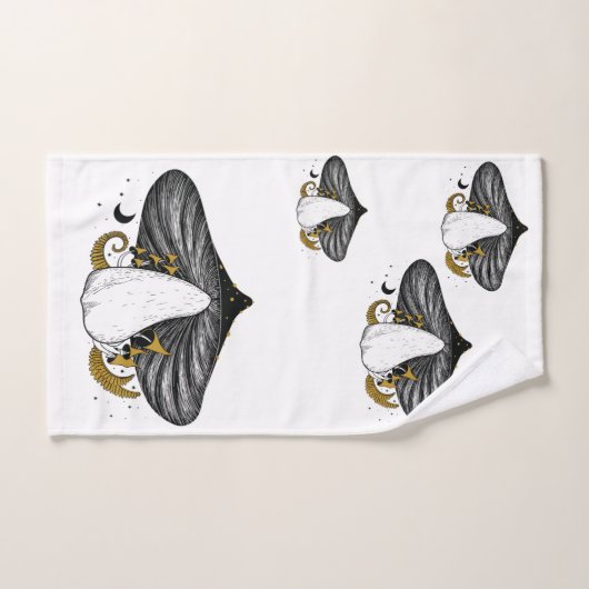 Mystieke paddenstoel & maan fasen Badkamer handdoe Bad Handdoek (Handdoek)