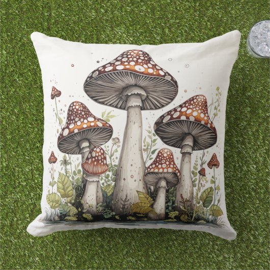 Mystieke paddenstoelen buitenkussen (Gras)