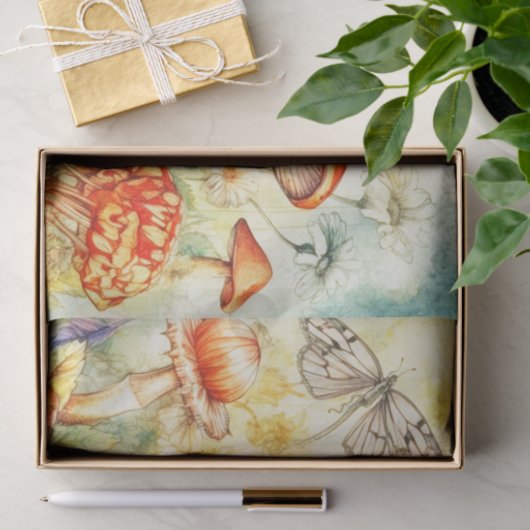 Mystieke Paddenstoelen en Graceful Moth Decoupage Tissuepapier (Geschenk)