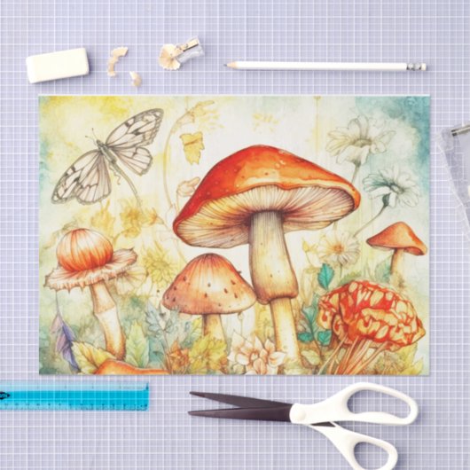 Mystieke Paddenstoelen en Graceful Moth Decoupage Tissuepapier (Craft)