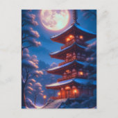 Mystieke Pagode Onder de Maanhemel Briefkaart (Voorkant)