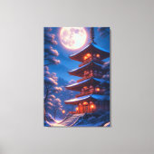 Mystieke Pagode Onder de Maanhemel Canvas Afdruk (Voorkant)
