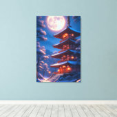 Mystieke Pagode Onder de Maanhemel Canvas Afdruk (Insitu (Houten vloer))