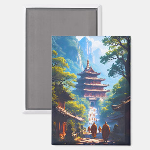 Mystieke Pagode Pad bij Zonsopgang Magneet