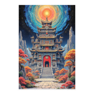 Mystieke Pagode Tempel Onder Hemelgewelf Foto Afdruk