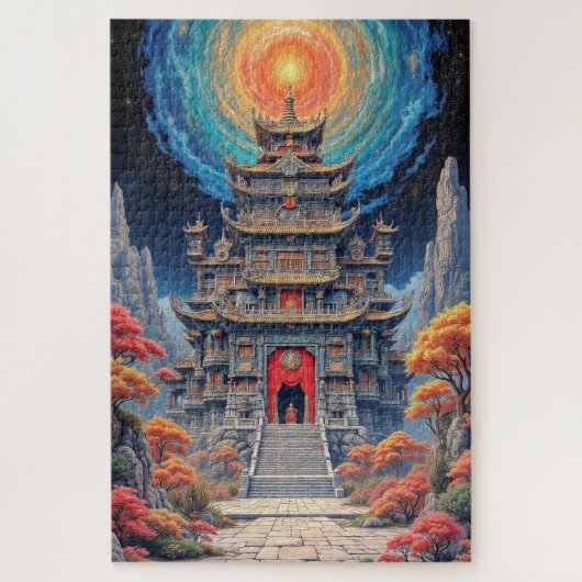 Mystieke Pagode Tempel Onder Hemelgewelf Legpuzzel (Verticaal)