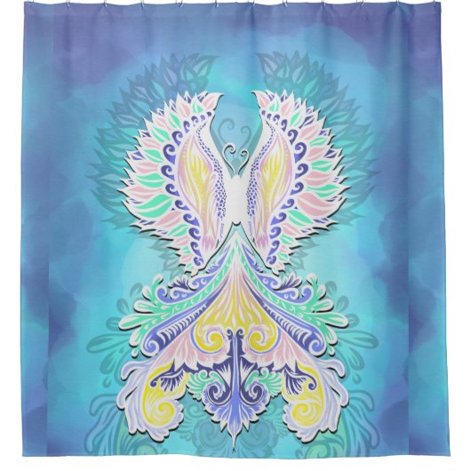 Mystieke pastelvlinder | Eetherische Boho-fantasie Douchegordijn (Voorkant)