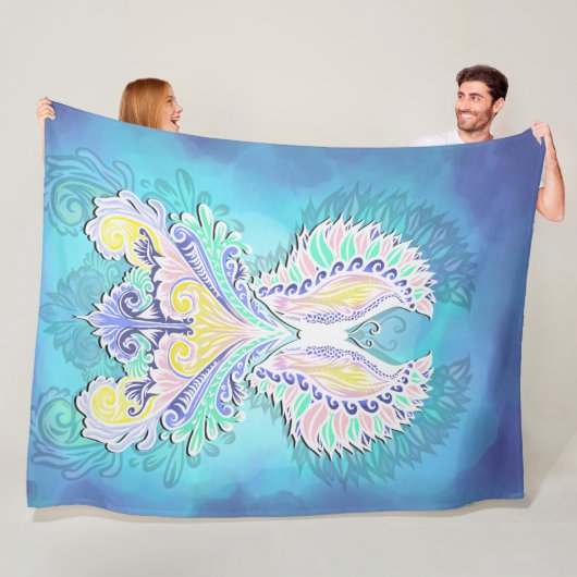 Mystieke pastelvlinder | Eetherische Boho-fantasie Fleece Deken (In situ)