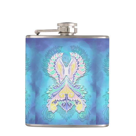Mystieke pastelvlinder | Eetherische Boho-fantasie Heupfles (Voorkant)
