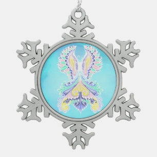 Mystieke pastelvlinder Eetherische Boho-fantasie Tin Sneeuwvlok Ornament