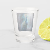 Mystieke pauw in betoverd bos shot glas (Achterkant)