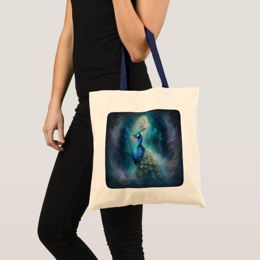 Mystieke pauw in betoverd bos tote bag (Voorkant (product))