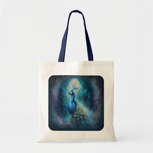 Mystieke pauw in betoverd bos tote bag (Voorkant)
