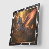 Mystieke Pegasus Woodland Fantasy Vierkante Klok (Hoek)