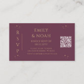 Mystieke Plum Gold Budget QR Code RSVP Informatiekaartje (Voorkant)