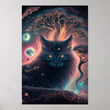 Mystieke Poster van Zwarte Kat | Hekserij Kunst 1