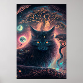 Mystieke Poster van Zwarte Kat | Hekserij Kunst 1