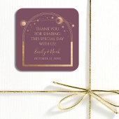 Mystieke Pruim Goud Zon Maan Sterren Bruiloft Vierkante Sticker