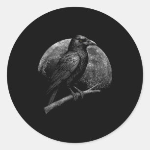 Mystieke Raaf Maan Donkere Folklore Hekserij Vikin Ronde Sticker