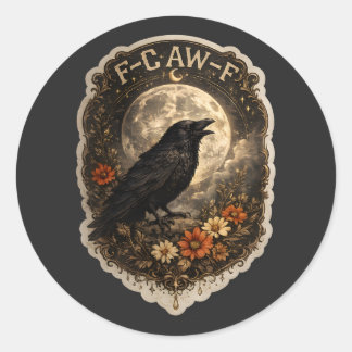 Mystieke Raaf Onder Maan Donkere Hemelse Esthetiek Ronde Sticker