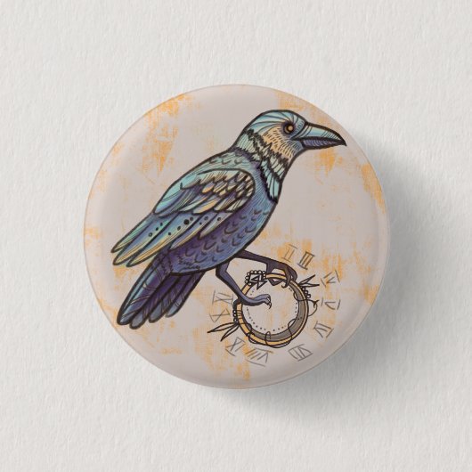 mystieke raaf ronde button 3,2 cm (Voorkant)