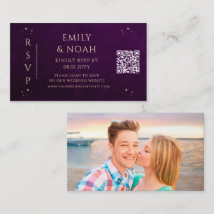 Mystieke Rainbow Deep Plum Budget QR Code RSVP Informatiekaartje