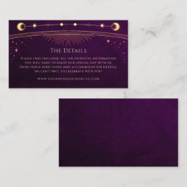 Mystieke Rainbow Deep Plum Sun Bruiloft Details Informatiekaartje