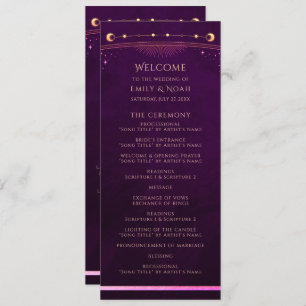 Mystieke Rainbow Deep Plum Zon Maan Astronomie Programmakaart