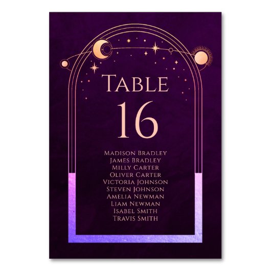 Mystieke Rainbow Deep Plum Zon Maan Sterren Ruimte Kaart (Voorkant)