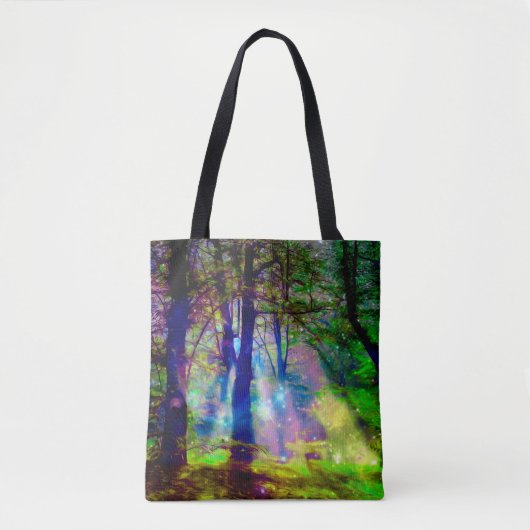 Mystieke Rainbow Forest Fantasy Art Tote Bag (Voorkant)
