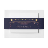 Mystieke Rainbow Navy Blue Sun Moon Sterren Uitnodigingen Wikkel (Voorkant Voorbeeld)