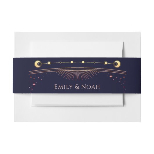 Mystieke Rainbow Navy Blue Sun Moon Sterren Uitnodigingen Wikkel (Voorkant Voorbeeld)