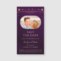 Mystieke Rainbow Plum Sun Moon Star Save The Date