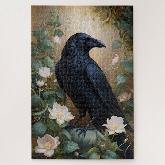 Mystieke Raven & Bloom - Betoverde Fantasy Art Legpuzzel (Verticaal)