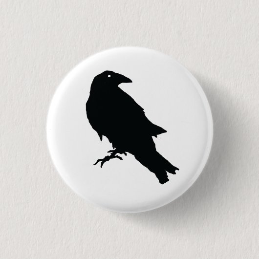 Mystieke Raven Button Pin: Omhels Elegantie en En (Voorkant)
