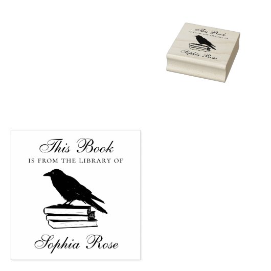 Mystieke Raven Fantasy Book Rubberstempel (Gestempeld)