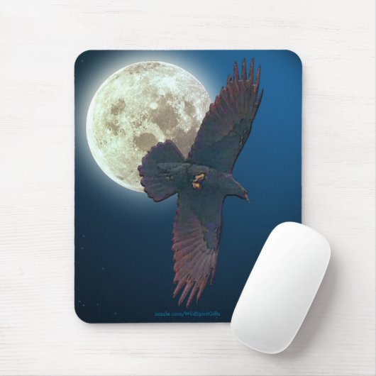 Mystieke Raven & Full Moon Fantasy Art Muismat (Met muis)