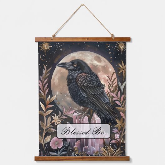 Mystieke Raven Kristal Hangend Wandkleed (Voorkant)